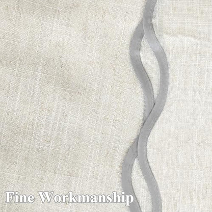 DriftAway Semi Sheer Scalloped Edge Linen Coastal Beach Window Curtains for Living Room Bedroom 2 Panels Rod Pocket Each Size 52 Inch by 96 Inch Gray - color: Linen Gray, size: 52"W x 96"L (Pack of 2)