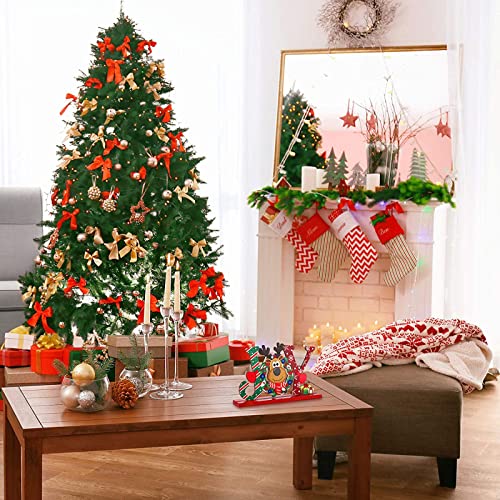 Blulu Christmas Wooden Signs Tabletop Farmhouse Centerpieces, Red, 3 Pcs - color: Red