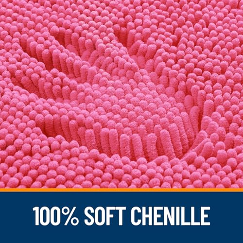 OLANLY Toilet Rugs U-Shaped 20x20, Soft Absorbent Chenille Contour Rugs - color: Hot Pink, size: 20" X 20" Contour Rug