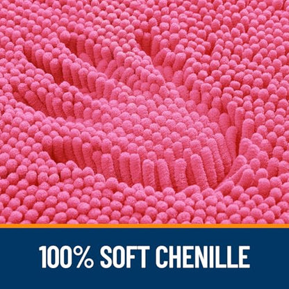 OLANLY Toilet Rugs U-Shaped 20x20, Soft Absorbent Chenille Contour Rugs - color: Hot Pink, size: 20" X 20" Contour Rug