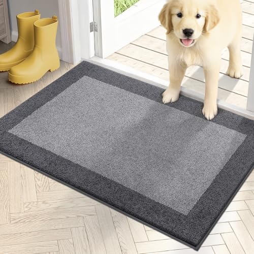 PURRUGS Dirt Trapping Indoor Door Mat, 20" x 32", Light Grey & Grey - color: Light Grey & Grey, size: 20" X 32"