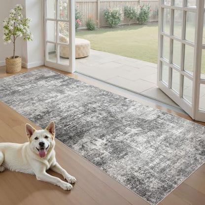 DMOYEST 3x8 Washable Runner Rug for Hallway Abstract Soft Carpet Runner - color: Grey, size: 3' x 8' (Runner)