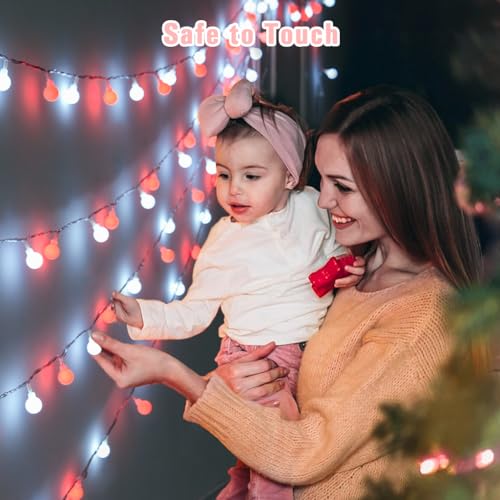 JMEXSUSS Connectable 100 LED Globe Red and White Christmas Lights Indoor - color: Red and White, size: 100 LED Plug