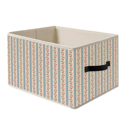 Grandmillennial Floral Strawberry Striped Storage Basket Organizer - color: Strawberry Striped