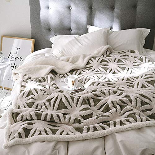 UKELER Grey Flannel Sherpa Throw 60''×50'' Soft Plush Flannel Blanket Throws for Bed/Couch/Sofa/Office/Camping - color: C-grey, size: 50''x60''
