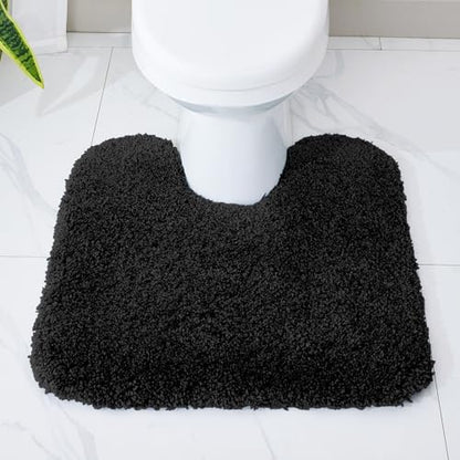 Disolla Toilet Rug 22x24 Black, Soft Toilet Mat U-Shaped Washable - color: Black, size: 1'10" x 2' (22''x24'' Toilet Rug)