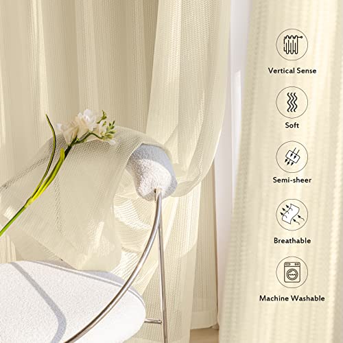 2 Panels Set Sheer Curtains 84 inch Length Beige 52" W x 84" L - color: Beige, size: 52"W x 84"L (Pack of 2)