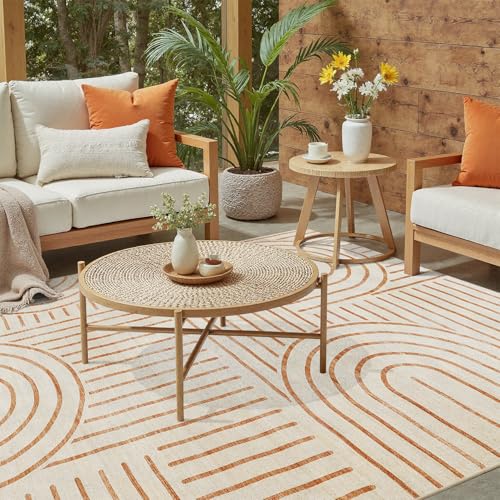 DCX Abstract Washable 4x6 Rug, Non Slip Low Pile Rug, Beige - color: Orange, size: 4' x 6' (Rectangular)