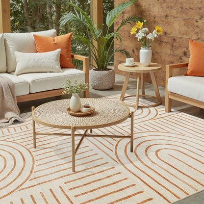 DCX Abstract Washable 4x6 Rug, Non Slip Low Pile Rug, Beige - color: Orange, size: 4' x 6' (Rectangular)
