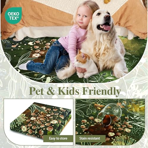Yinhua Dark Green Area Rug for Entryway 3x5 Botanical Washable Rug Non Silp - size: 3' x 5' (Rectangular)