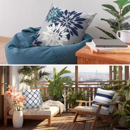Flutesan 12 Pcs Pillow Covers 18x18 Geometric Linen for Couch, Gray Blue - color: Gray Blue