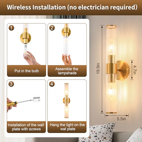 Gold Battery Operated Wall Sconces 1 Pack, Dimmable Rechargeable Sconce - color: Brushed Gold（1 Pack）