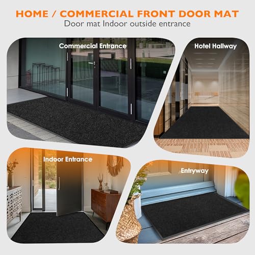 koloko 2ft x 13ft Durable Dirt Trapper Front Door Mat Outside Entrance - color: Black Pebble, size: 2 FT x 13 FT