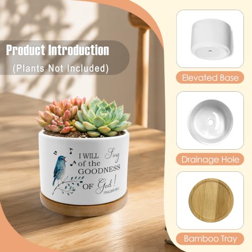 Christian Bird Plant Pots, Psalms 89:1 Bible Verse Religious Ceramic Succulent Flower Planters(No Plants) - color: Psalms B