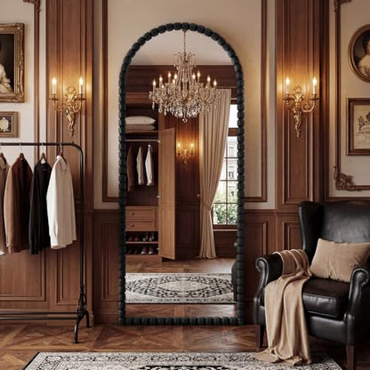 Antique Black Full Length Mirror 71x28 Inch, Beaded Standing Mirror - color: Antique Black
