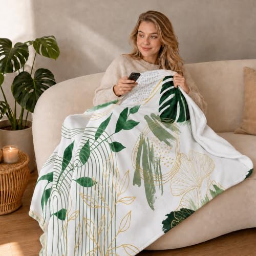 Sage Green Leaf Throw Blanket, 50x60 in - color: Green, size: 50"Wx60"L