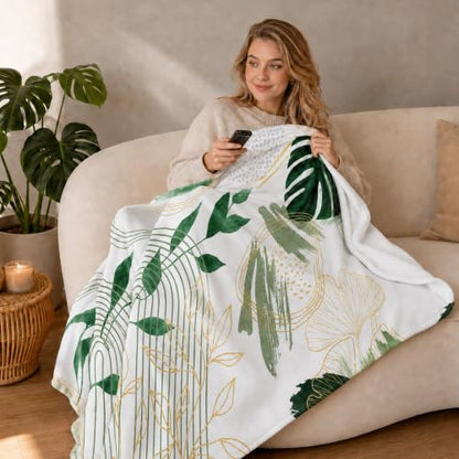 Sage Green Leaf Throw Blanket, 50x60 in - color: Green, size: 50"Wx60"L
