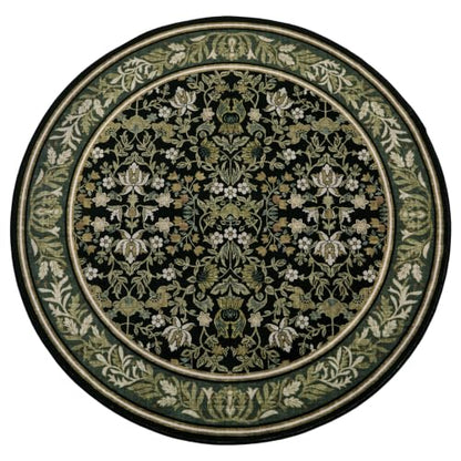 GarveeHome Round Rugs 5ft Washable Circle Rug for Living Room, Green Black - color: Green Black, size: 5' (Round)