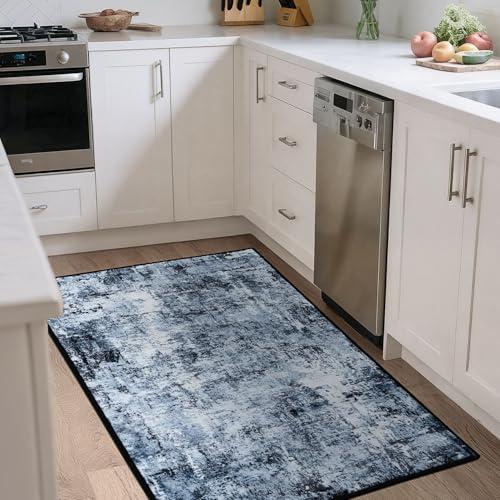 Rugflix 3x5 Entrance Rugs, Washable Navy Blue Dark Entry Small Rug - color: 01-ocean Blue, size: 3' x 5' (Rectangular)