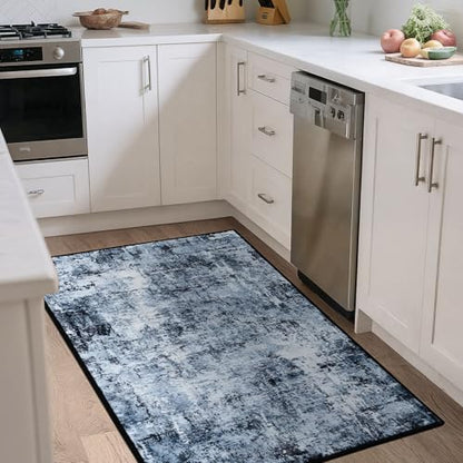 Rugflix 3x5 Entrance Rugs, Washable Navy Blue Dark Entry Small Rug - color: 01-ocean Blue, size: 3' x 5' (Rectangular)