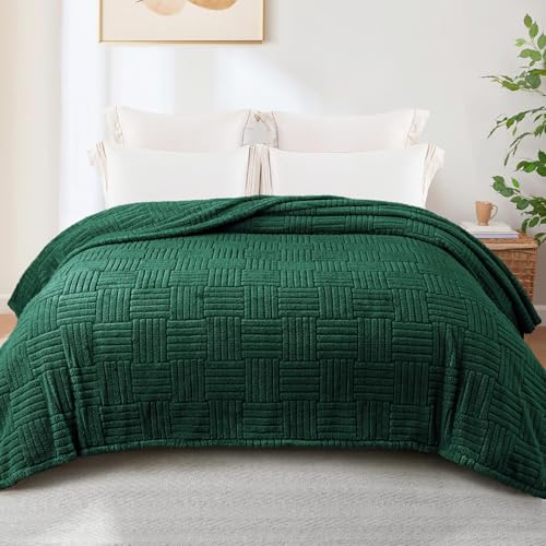 Whale Flotilla Lightweight Fleece King Size Blanket for Bed, Emerald Green - color: Emerald Green, size: King(90x104 Inch)