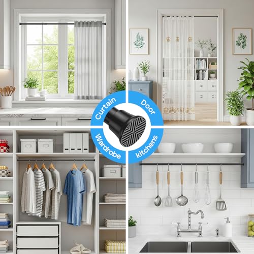 2Pcs Spring Tension Curtain Rod, Black Tension Rod 16-36 Inch - color: Black, size: 18-36inch（2PCS）