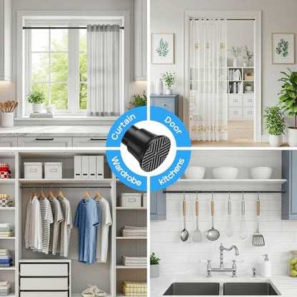 2Pcs Spring Tension Curtain Rod, Black Tension Rod 16-36 Inch - color: Black, size: 18-36inch（2PCS）