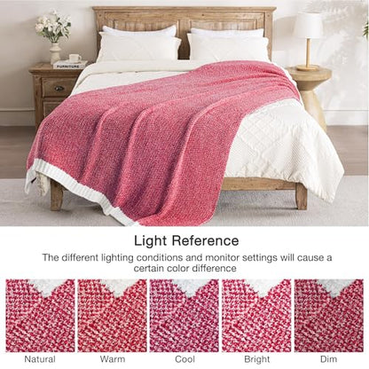 Exclusivo Mezcla Checkered Knit Blanket Twin Size for Bed, Heather Red - color: Heather Red, size: Twin (60"x80")