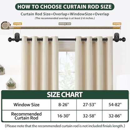 KAMANINA Curtain Rods No Drilling for Windows 32 to 86 Inches, Black - color: Black, size: 32-86"