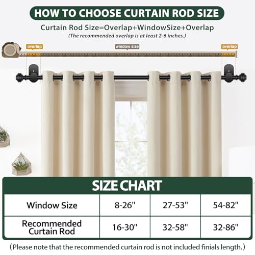 KAMANINA Curtain Rods No Drilling for Windows 16 to 30 Inches, Black - color: Black, size: 16-30"