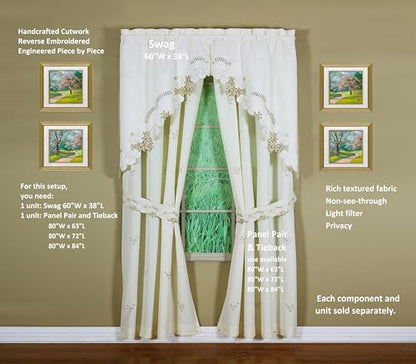 Today's Curtain Verona Reverse Embroidery Tie-Up Shade, 63", Ecru/Antique, 50" W X 63" L - color: Ecru/Antique, size: 50"W x 63"L (Pack of 1)