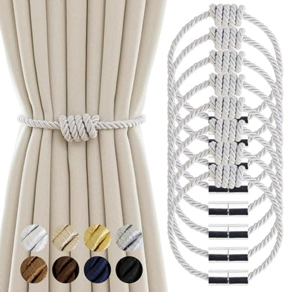 Curtain Tiebacks Magnetic Decorative Rope Tie Backs Holdbacks Contoeey - color: White
