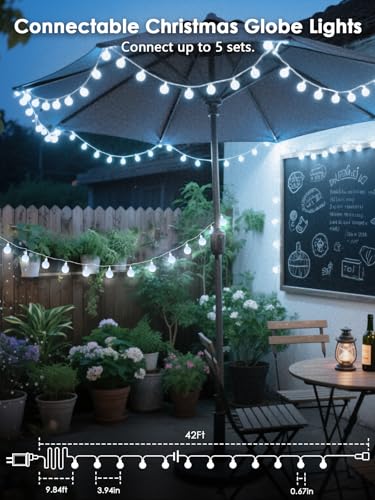 Connectable 43FT 100LED Globe String Lights Indoor, Smart Classroom Lights - color: White, size: 1 Pack(100 LED)