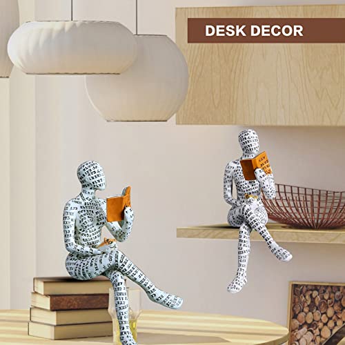 Reading Lady Statue, Lady Statue Decorative Female Figurine Thinker Statue Aesthetic Sculpture for Room, Bookshelf, Desk, Modern Abstract Decor - style: D