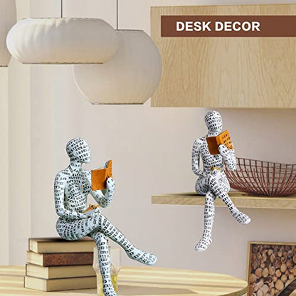 Reading Lady Statue, Lady Statue Decorative Female Figurine Thinker Statue Aesthetic Sculpture Room Decor, Bookshelf Desk Home Living Room Bedroom Decor Modern Abstract Decor (C) - style: C
