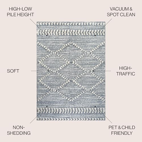 JONATHAN Y Trellis High-Low Gray/Cream Indoor Area Rug 4X6 ft, Sofie Moroccan for Living Room, Bedroom, Kitchen, Office, Easy-Cleaning, High Traffic, Pet-Friendly, Non-Shedding SNT102A-4 - size: 3'11" x 6' (Rectangular)