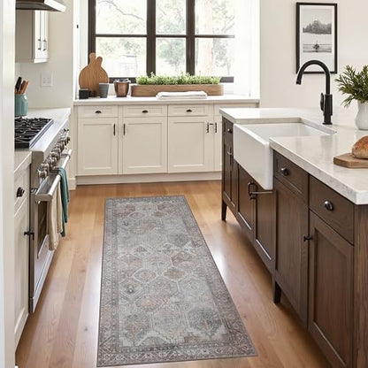 2x7 Runner Rug for Hallway Entryway Kitchen Rug Washable Runner Retro Grey - color: Retro Grey, size: 2' x 7' (Rectangular)