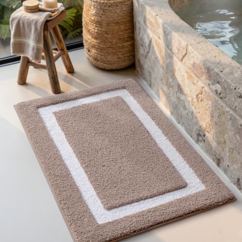 LUMI Bathroom Rug, Non Slip Absorbent Bath Mat, Dark Beige, 16"x24" - color: Dark Beige, size: 16"x24"