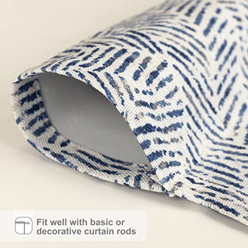 DriftAway Farmhouse Double Layer Linen Blackout Tie Up Curtains Thermal Insulated Striped Fully Lined Balloon Roman Shade Bathroom Window Adjustable Rod Pocket 45 Inch by 63 Inch Roman Navy - color: Roman Navy, size: 45"W x 63"L (Pack of 1)