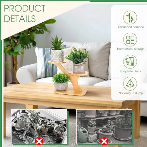 4 Pcs Bamboo Plant Stand Indoor 3 Tier Succulent Windowsill Shelf