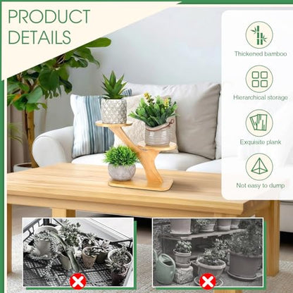 4 Pcs Bamboo Plant Stand Indoor 3 Tier Succulent Windowsill Shelf