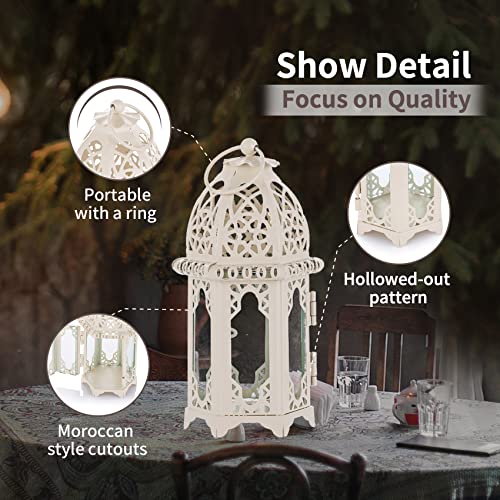 NUPTIO 2 Pcs Moroccan White Candle Lantern, Small Tealight Holders - color: White, size: 2 Pcs Small Size