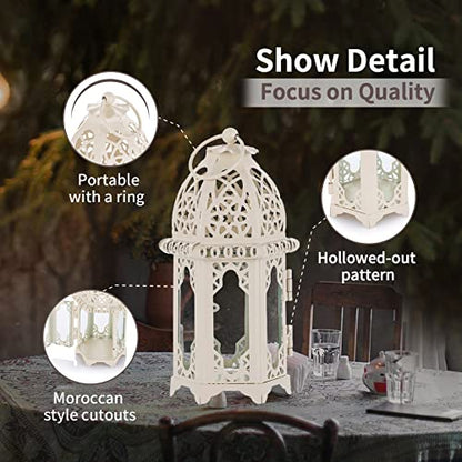 NUPTIO 2 Pcs Moroccan White Candle Lantern, Small Tealight Holders - color: White, size: 2 Pcs Small Size