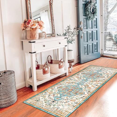 Pauwer Hallway Runner Rug 2x6, Washable Boho Kitchen Runner, Blue Multi - color: Blue Multi, size: 2' x 6' (Runner)