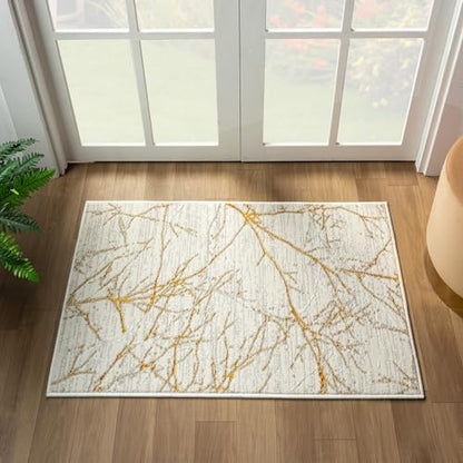 LUXE WEAVERS Modern Abstract Non-Shedding Area Rug Gold 2x3 - color: Gold, size: 2' x 3' (Rectangular)