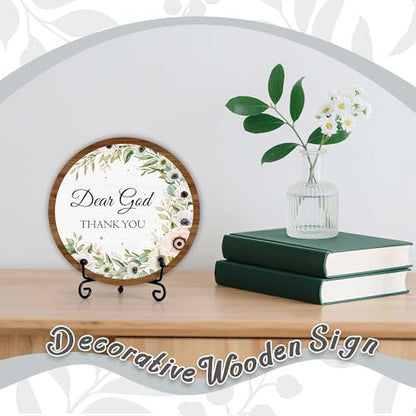 Christian Desk Decor, Dear God Thank You Wood Sign, Religious Gifts For Woman Man, Living Room Decor And Accessories, Bible Verse Home Office Decorations For Table Shelf -c07 - style: Dear God 2