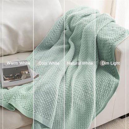 Whale Flotilla Summer Chunky Chenille Knit Throw Blanket for Couch Bed Sofa - color: Sage Green, size: Throw(50x60 Inch)