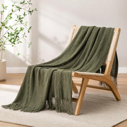 BATTILO HOME Olive Green Throw Blanket for Couch, 50"x60" - color: Army Green, size: 50 x 60 in.