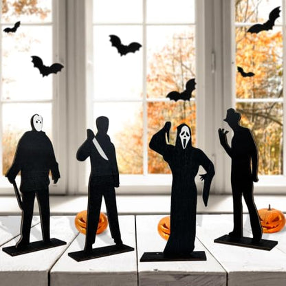Halloween Decorations 4PCS Halloween Horror Movie Wooden Table Centerpieces