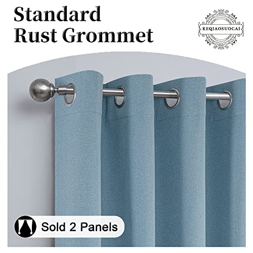 Air Blue 100% Blackout Linen Curtains 102 Inches Long 2 Panels for Villa Bedroom,Modern Farmhouse Full Black Out Room Darkening Thermal Insulated Large Window Curtain Panels W50 x L102 Inch Length - color: Air Blue, size: 50"W x 102"L (Pack of 2)